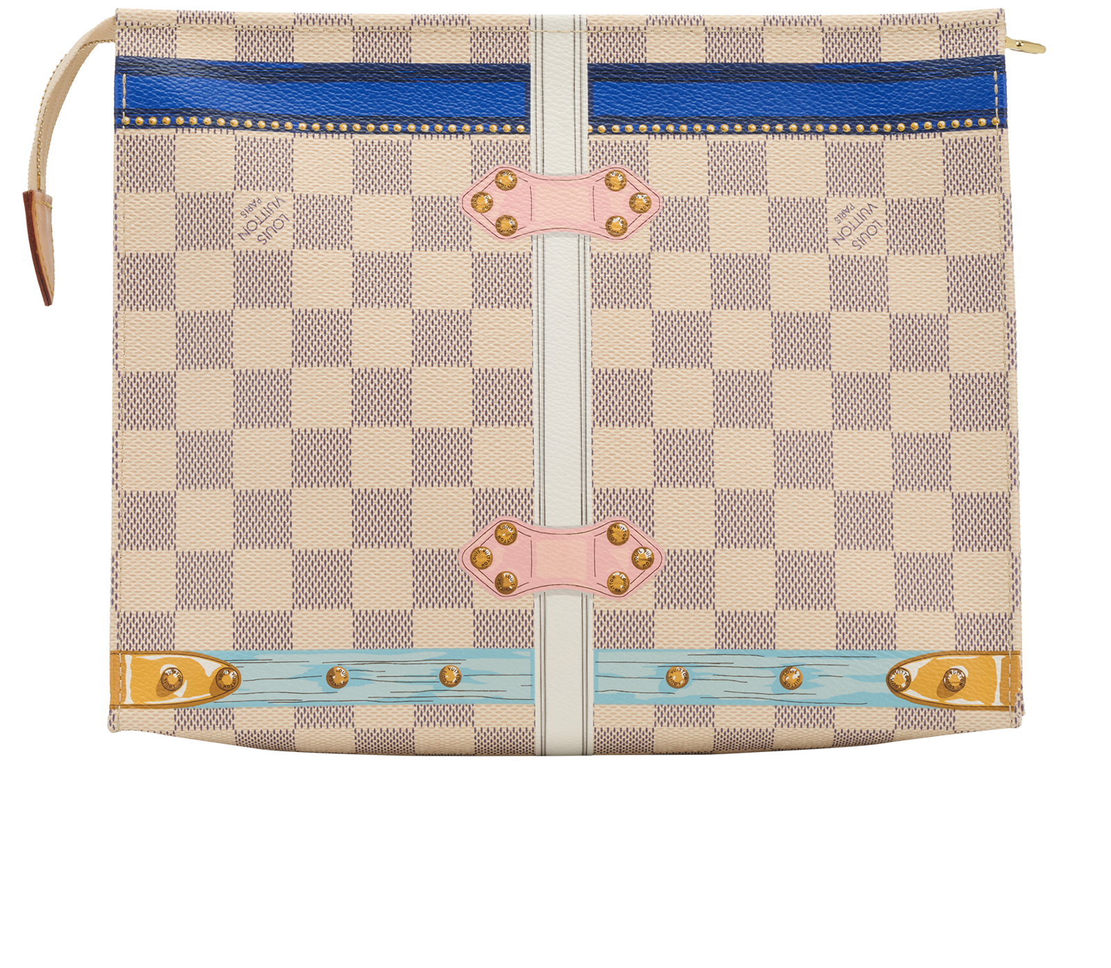 Mykonos Toiletry Pouch 26, &pound;550, Handbags, Beige/Blue, Canvas, Back view